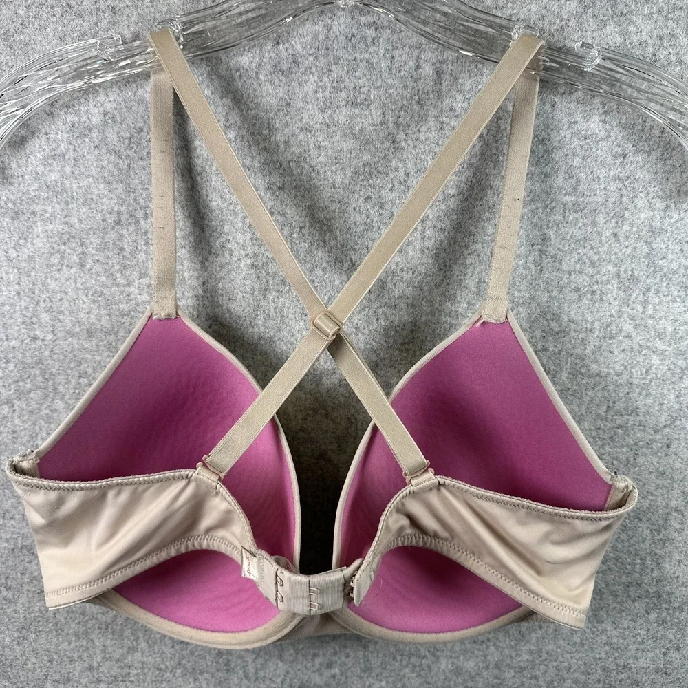 PINK Bra‎ Beige 34DD Everywhere T-Shirt Lightly Lined Underwire Criss Cross